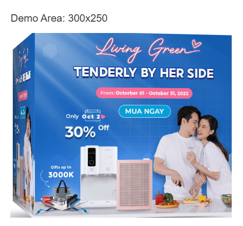 Định dạng 3D Cube dựng khối lập phương xoay trong khung 300x250