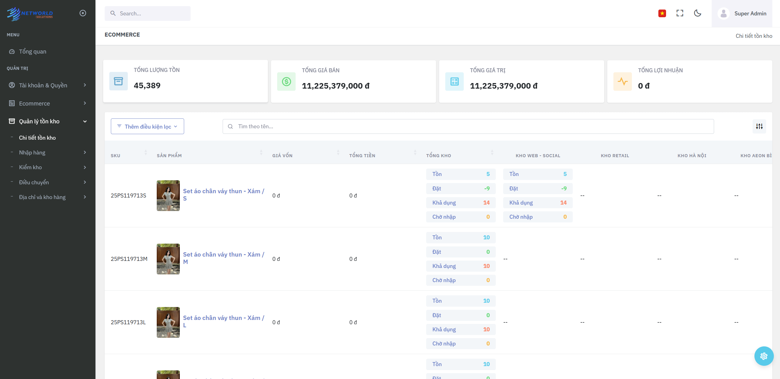 Quản lý Sản phẩm & Tồn kho đa điểm
